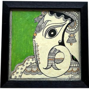 Vibrant Madhubani Ganesha: Radiant Green Edition