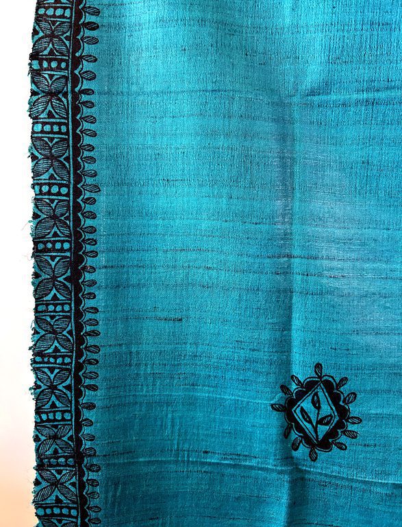 Teal Silk Dupatta 4
