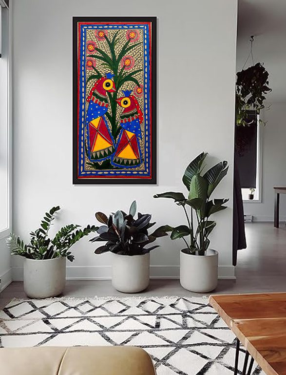 Ceremonial Birds with Flowering Tree on Wall