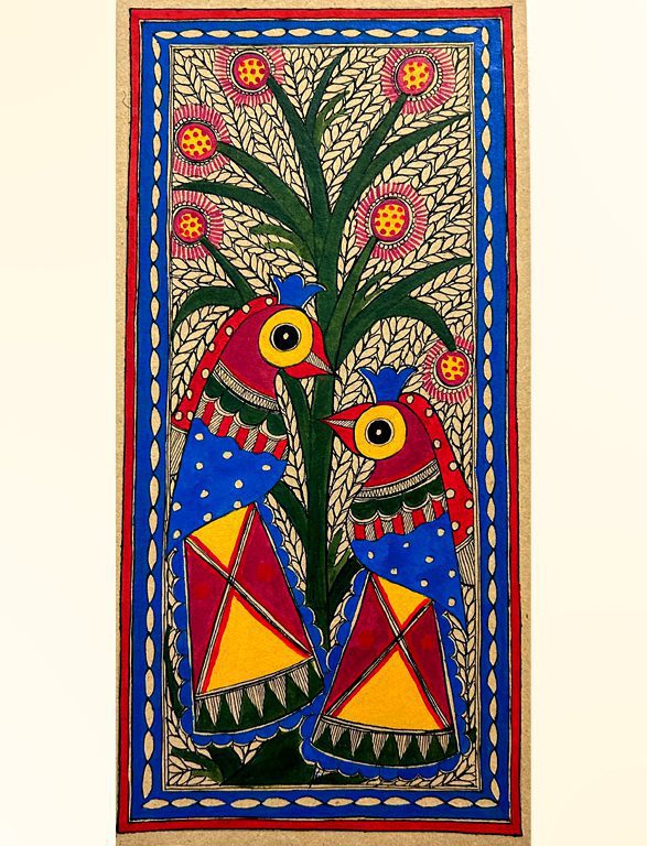 Ceremonial Birds with Flowering Tree