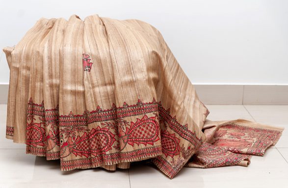 Earthy Beige with Red and Black