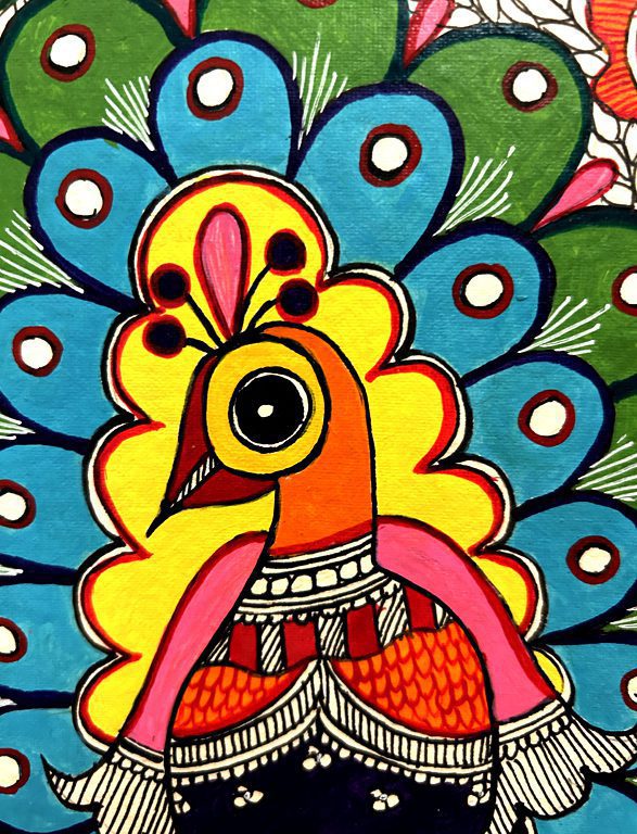 Majestic Peacock with Flowering Branch 3