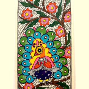 Majestic Peacock with Flowering Branch