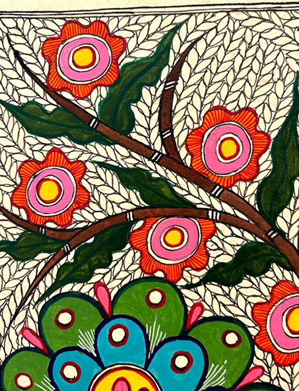 Majestic Peacock with Flowering Branch 4