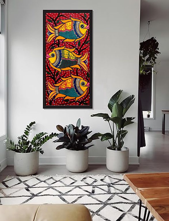 Playful Fish Trio Red on Wall