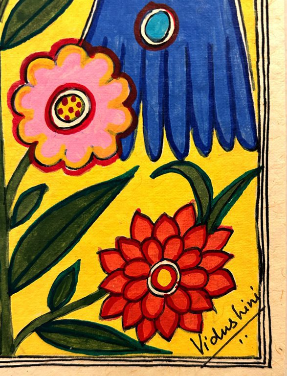 Twin Birds with Flowering Stem 2