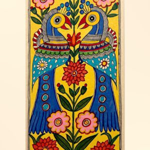 Twin Birds with Flowering Stem