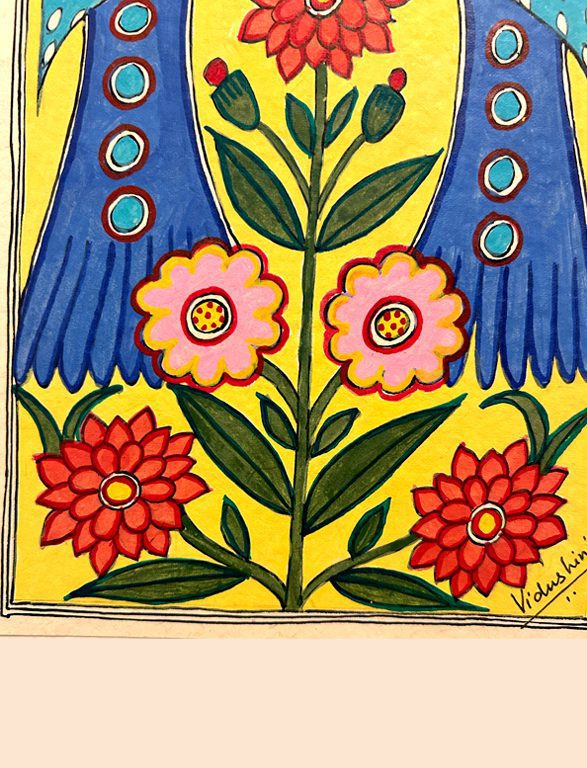 Twin Birds with Flowering Stem 4