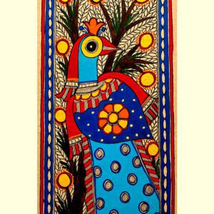Vibrant Peacock Madhubani Painting