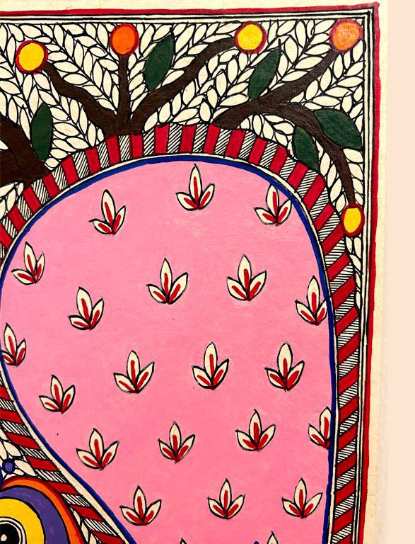 Vibrant Peacock with Flowering Tree 3