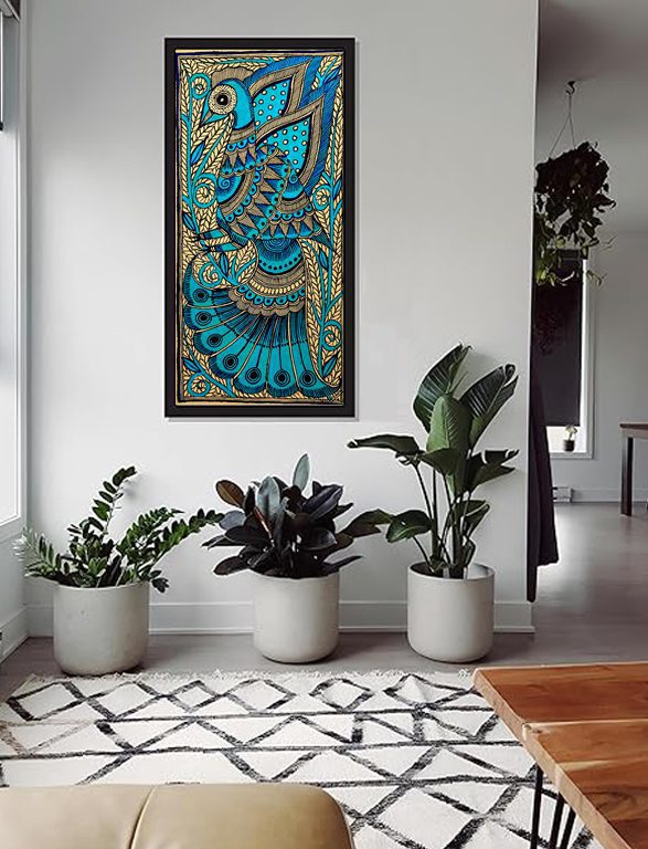 Azure Peacock Splendor on Wall