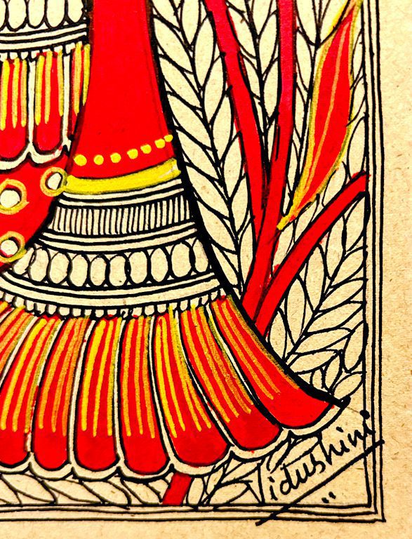 Crimson Peacock Madhubani 2