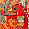 Crimson Peacock Madhubani 3