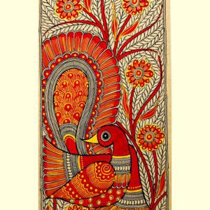 Crimson Peacock Madhubani