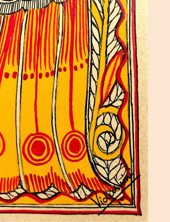 Golden Yellow Peacock Madhubani 2