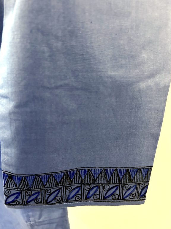 Hand-Painted Madhubani Khadi Cotton Kurta - Navy Blue 2