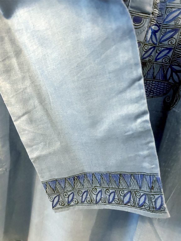 Hand-Painted Madhubani Khadi Cotton Kurta - Navy Blue 3