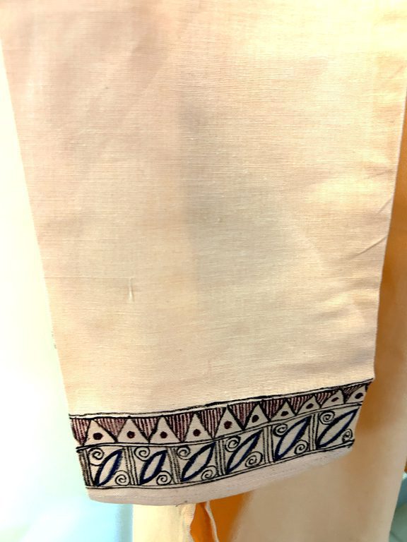 Hand-Painted Madhubani Khadi Cotton Kurta - Peach Elegance 2