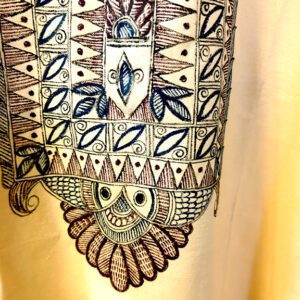 Hand-Painted Madhubani Khadi Cotton Kurta - Peach Elegance 3