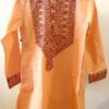 Peach Khadi Kurta with Hand-Painted Madhubani Art 2
