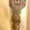 Hand-Painted Madhubani Khadi Cotton Kurta Peach with multicolor fish motif 7