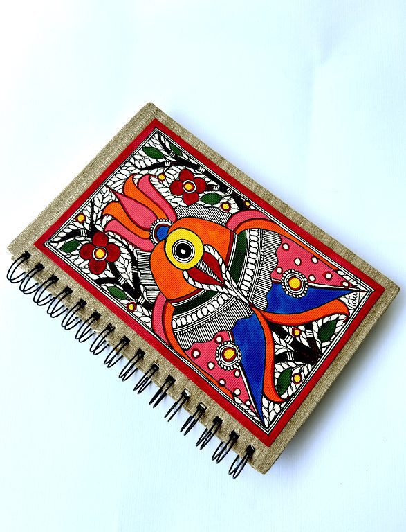 Handpainted Madhubani Peacock Couple Journal by Vidushini Prasad 3