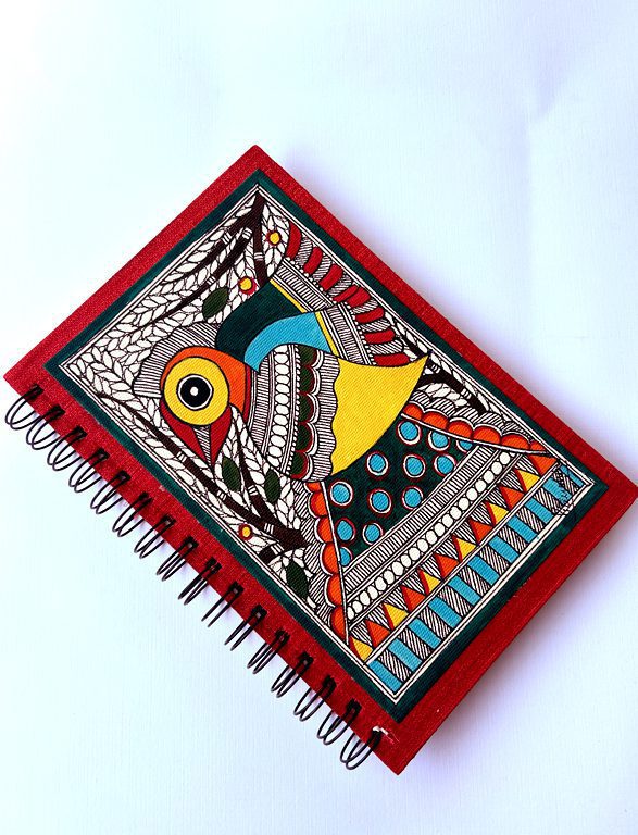 Handpainted Madhubani Peacock Journal by Vidushini Prasad 3