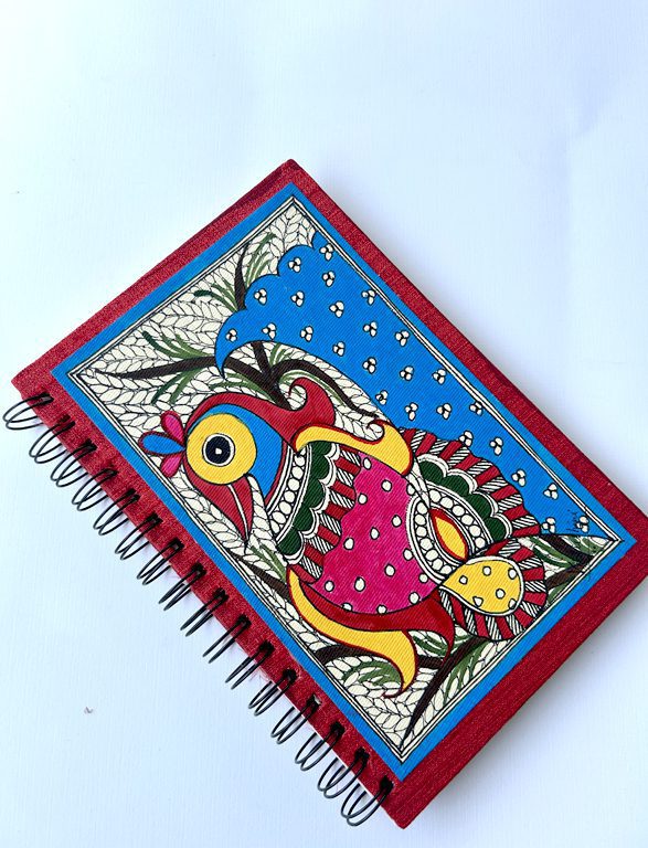 Madhubani Peacock Journal Handpainted by Vidushini Prasad 2