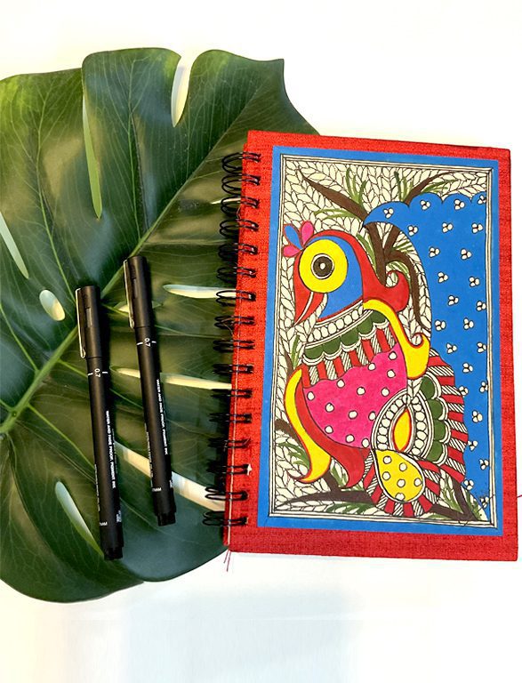 Madhubani Peacock Journal Handpainted by Vidushini Prasad