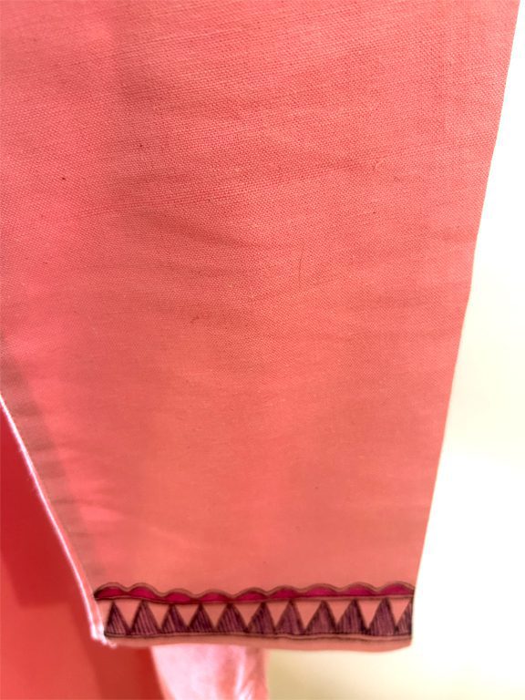 Pink Kurta with Bold Madhubani Florals and Geometric Detailing 7
