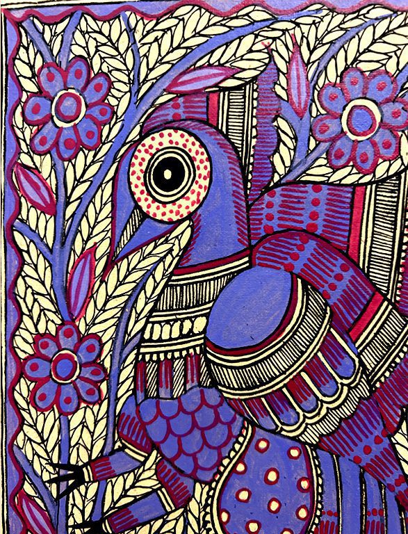 Royal Blue Peacock Madhubani 3