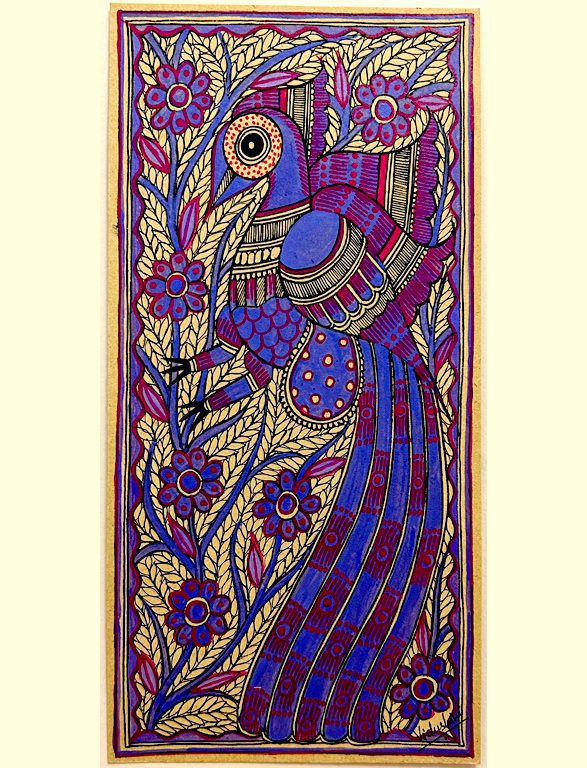 Royal Blue Peacock Madhubani