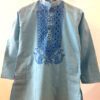 Sky Blue Khadi Kurta with Hand-Painted Madhubani Birds 3