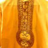 Sunshine Yellow Khadi Kurta with Hand-Painted Madhubani fish Motif 6