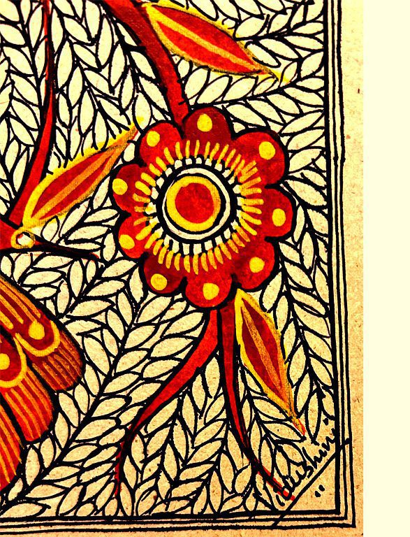 Twin Birds Madhubani Painting 2