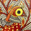 Twin Birds Madhubani Painting 3