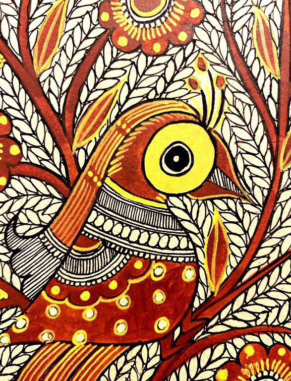 Twin Birds Madhubani Painting 3