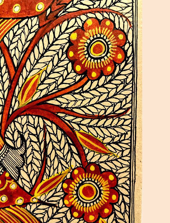 Twin Birds Madhubani Painting 4