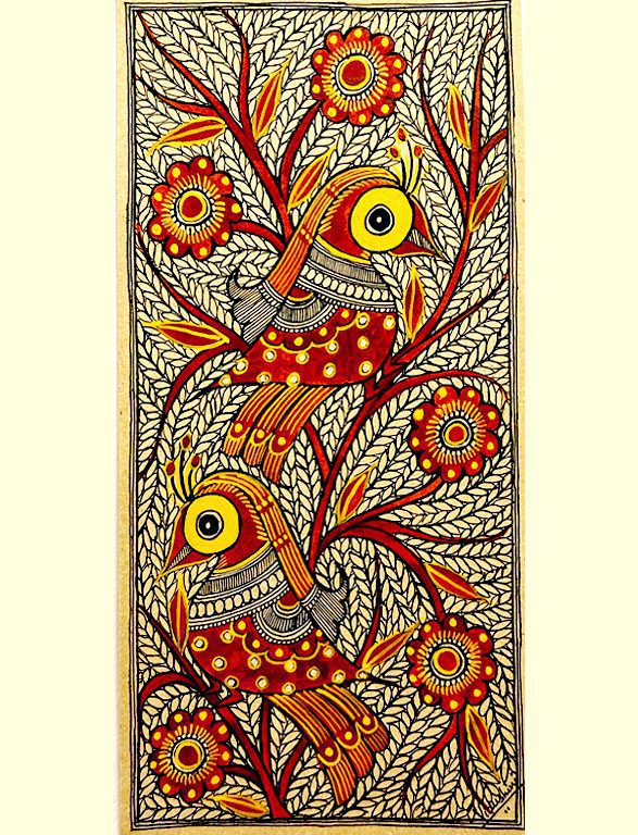 Twin Birds Madhubani Painting