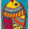 Celestial Sacred Fish In Teal, Madhubani fish painting by Vidushini Prasad 2