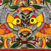 Fire Fish at the Sacred Tree Madhubani fish tree painting by Vidushini Prasad 3