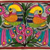 Golden Parrots in Harmony Madhubani parrot painting by Vidushini Prasad