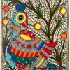 Peacock in the Orchard Madhubani peacock painting by Vidushini Prasad 2