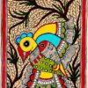The Roundbird & The Fish Madhubani bird fish painting by Vidushini Prasad 2