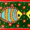 Twin Fish in Emerald Madhubani fish painting by Vidushini Prasad 2