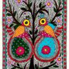 Twin Roundbirds on the Green Tree Madhubani birds painting by Vidushini Prasad