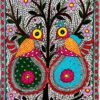 Twin Roundbirds on the Green Tree Madhubani birds painting by Vidushini Prasad 2