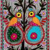 Twin Roundbirds on the Green Tree Madhubani birds painting by Vidushini Prasad 3