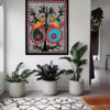 Twin Roundbirds on the Green Tree Madhubani birds painting by Vidushini Prasad on Wall