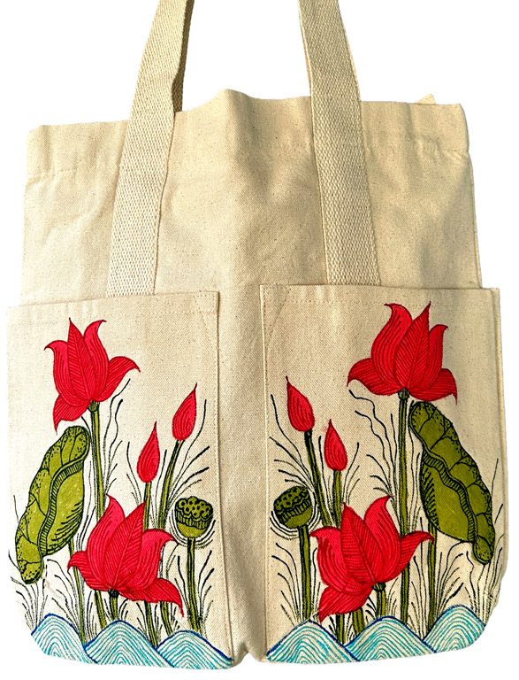 Lotus & Turtle Madhubani Turtle Tote Bag by Vidushini Prasad 2
